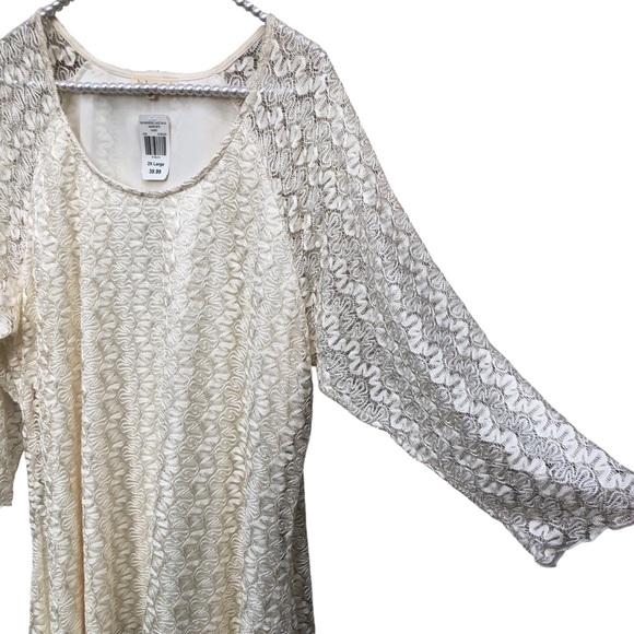Indigo Soul Cream Colored Lace Top size 2X - Picture 2 of 7